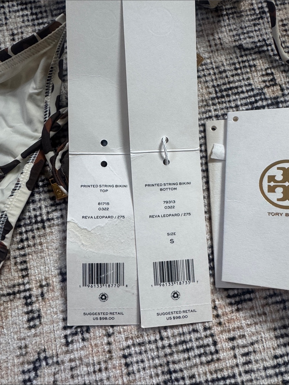 Tory Burch Brown and White Reva Leopard-Print Triangle Bikini Set Small - Picture 2 of 5